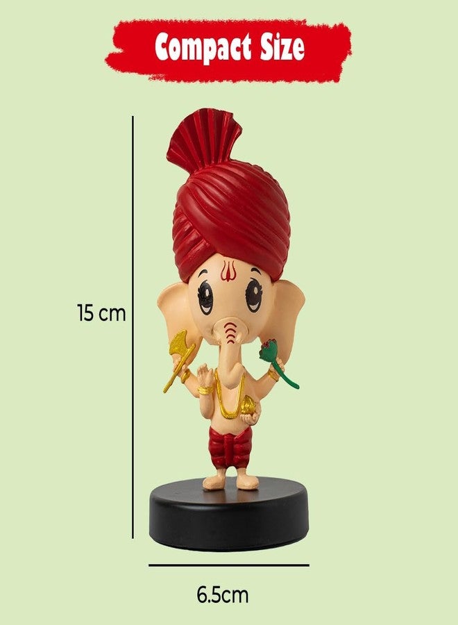 Acceptance Lord Shree Krishna Idol Bobblehead for Car Dashboard, Office Table,Home Decor| Little Mor Pankh & Bansuri Figurin|God Statue for Gifting Kids,Family & Friends (Ganesha) - Image 5